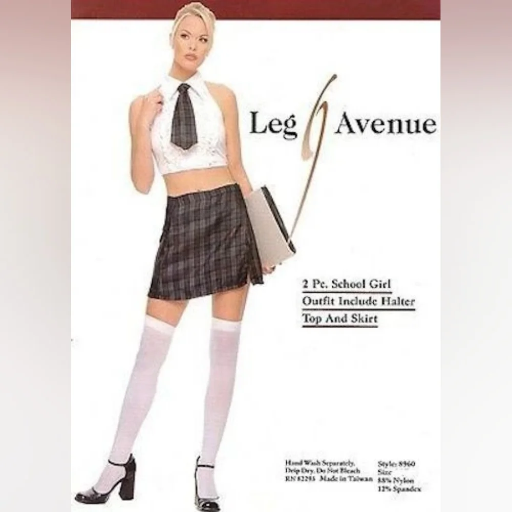 Leg Avenue Green and White School Girl Skirt Set